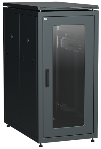 IEK Шкаф напольный сетевой 19'' LINEA N 24U 800х1000мм стеклянная передняя дверь. задняя металлическая черный (LN05-24U81-GM)