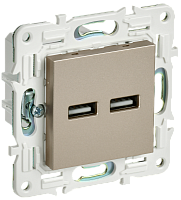 IEK SKANDY Розетка USB A+A 3,1А SK-R15Sh шампань  (SK-U21-D31-K37)