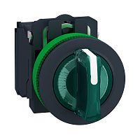 SCHNEIDER ELECTRIC Переключатель 22мм, 3 позиции, 230В, зеленый, с подсветкой, заподлицо, 1НО, 1НЗ, пластик (XB5FK133M5)