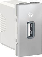SCHNEIDER ELECTRIC Розетка UNICA MODULAR USB 5 В / 1000 мА 1 модуль алюминий (NU342830)