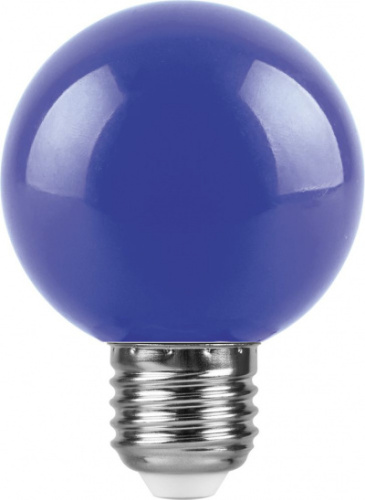 FERON Лампа светодиодная LED 3вт Е27 синий шар G60 (LB-371) (25906)