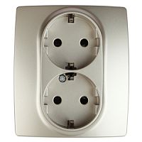ЭРА Розетка 2X2P+E Schuko со шторками, 16A-250В, , шампань, 12-2104-04 (Б0014702)