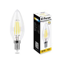 FERON Лампа светодиодная LED 7вт Е14 теплый свеча FILAMENT диммируемая (LB-166) (25870)