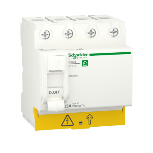 SCHNEIDER ELECTRIC RESI9 ВЫКЛЮЧАТЕЛЬ ДИФФЕРЕНЦИАЛЬНОГО тока (УЗО) 63А 4P 300мА тип AC (R9R54463)