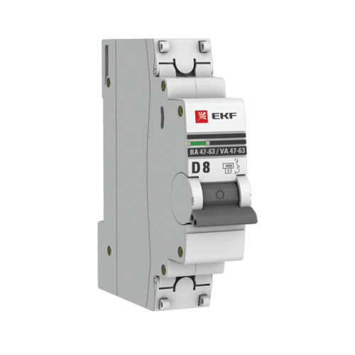 EKF Выключатель автоматический однополюсный 8А D ВА47-63 4.5кА PROxima (mcb4763-1-08D-pro)