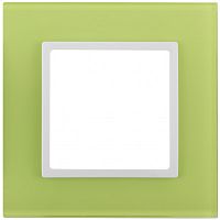 ЭРА Рамка на 1 пост, стекло,  Elegance, лайм+бел, 14-5101-26 (Б0034480)