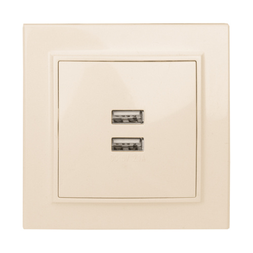 EKF Розетка Минск USB 2-местная СП 2,1А бежевая (ERR-2USB-200)