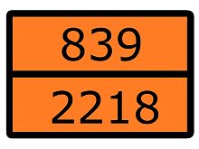 EKF Знак для маркировки опасных грузов ''Номер ООН 839/2218'' ГОСТ Р 52290-2004 300х400 мм, пленка самоклеящаяся ГОСТ 19433-88 (an-7-839-2218)
