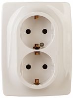 ЭРА Розетка 2X2P+E Schuko, 16A-250В, винт, , слоновая кость, 12-2116-02 (Б0029239)