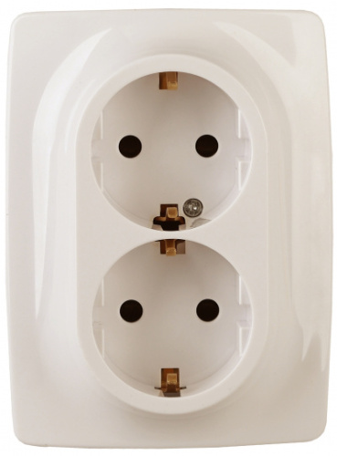 ЭРА Розетка 2X2P+E Schuko, 16A-250В, винт, , слоновая кость, 12-2116-02 (Б0029239)