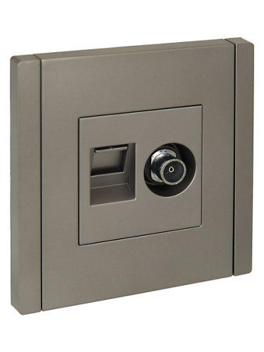 IEK FORTE&PIANO Розетка двойная TV+RJ45 кат.5E FP536 сталь (FP-AK20-1-K46) IEK FORTE&PIANO Розетка двойная TV+RJ45 кат.5E FP536 сталь (FP-AK20-1-K46)