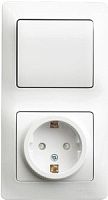 SCHNEIDER ELECTRIC Блок: розетка с заземлением со шторками + выключатель одноклавишный белый (GSL000170)