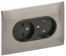 IEK SKANDY Розетка 2-местная без заземления без защитных шторок 10А в сборе SK-R10N никель  (SK-R20-10-K50-F)