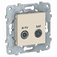 SCHNEIDER ELECTRIC Розетка UNICA NEW R-TV/SAT проходная бежевый (NU545644)