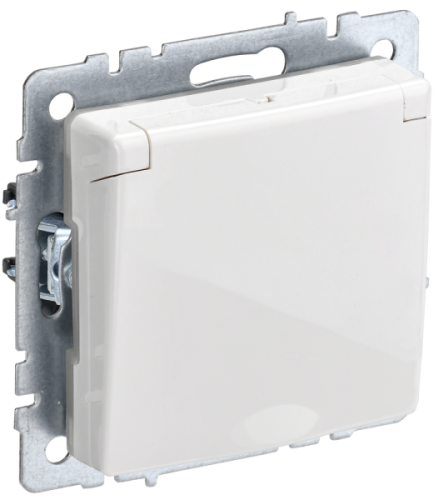 BRITE Розетка с заземлением с защитными шторками и крышкой 16А IP44 -3-44-БрБ белый (BR-R16-16-44-K01)
