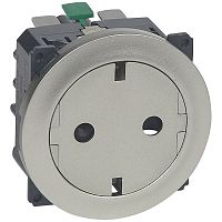 LEGRAND Celiane Розетка 2К+З с плоской лицевой панелью немецкий стандарт безвинтовые зажимы титан (067167 )