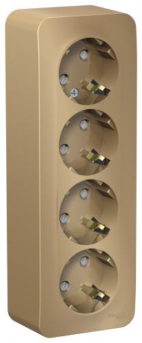 SCHNEIDER ELECTRIC BLANCA Розетка наружная 4-я без заземление без шторок с изолирующей пластиной, 16А, 250В, молочный, (BLNRA000412)