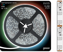 GAUSS Лента светодиодная LED 5050/60-SMD 14.4W 12V DC RGB IP66 5м (311000414)