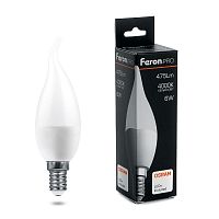 FERON Лампа светодиодная LED 6вт Е14 белый матовая свеча на ветру FERON .PRO OSRAM (LB-1306) (38048)