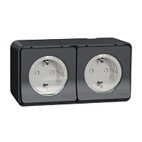 SCHNEIDER ELECTRIC MUREVA S блок из двух розеток с з/к. и шт., открытой установки, антрацит,IP55 (MUR36029)