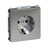 SCHNEIDER ELECTRIC Механизм розетки с заземлением со шторками алюминий (MTN2300-4060)