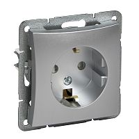SCHNEIDER ELECTRIC ДУЭТ Розетка с заземлением со шторками в рамку серебро (WDE000345)