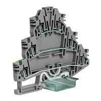 DKC Зажим пружинный HDE.2/GR трехуровневый c заземлением на нижнем уровне 2.5 кв.мм серый QUADRO (ZHL500GR)