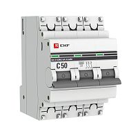 EKF Автоматический выключатель 3P 50А (C) 6кА ВА 47-63M c электромагнитным расцепителем  PROxima (mcb4763m-6-3-50C-pro)