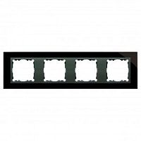 SIMON Рамка на 4 поста, S82N, чёрный - графит (стекло) (82847-32)