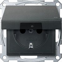 SCHNEIDER ELECTRIC Механизм розетки Schuko с крышкой антрацит (MTN2314-0414)