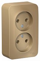 SCHNEIDER ELECTRIC BLANCA Розетка наружная двойная без заземления без шторок, 16А, 250В, титан (BLNRA000204)