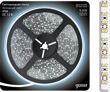 GAUSS Лента светодиодная LED 2835/120-SMD 9.6W 12V DC холодный белый IP66 5м (311000310)
