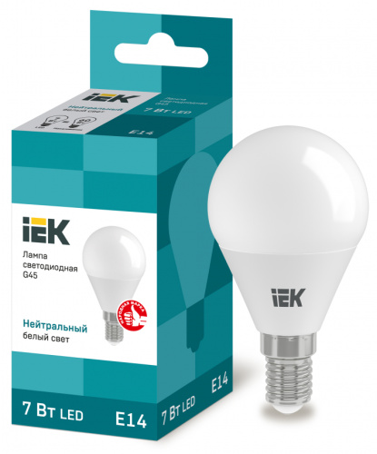 IEK Лампа светодиодная LED 7вт E14 белый матовый шар ECO (LLE-G45-7-230-40-E14)