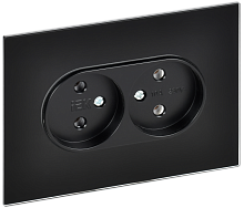 IEK SKANDY Розетка 2-местная без заземления без защитных шторок для плоской вилки 10А SK-R03Bl стекло черный (SK-R20-10-K02)