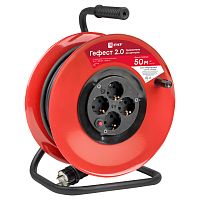 EKF Удлинитель на катушке Гефест 2.0 4 гнезда 50м с заземлением и предохранителем КГ 3x1.5 16А/3.5кВт P (UKG02-16-R315-4-50)