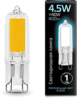 GAUSS Лампа светодиодная LED 4.5Вт 4100K G9 AC220-240V Glass  (107809204)