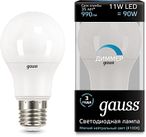 GAUSS Лампа светодиодная LED 11вт,230в,Е27,белый,dim,A60  (102502211-D)