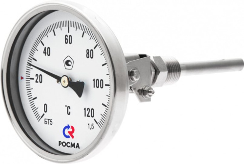 РОСМА Термометр биметаллический коррозионностойкий универсальный откидной корпус БТ-54.220 0-160C 1/2' шт (2758) фото 6