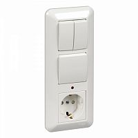 SCHNEIDER ELECTRIC ПРИМА Блок 1клавиша/1клавиша/розетка с заземлением скрытый белый (BK2VR-008V-b)