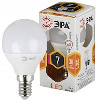 ЭРА Лампа светодиодная LED P45-7W-827-E14  (диод, шар, 7Вт, тепл, E14,  (10/100/3600)  (Б0020548)