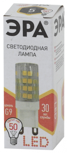 ЭРА Лампы СВЕТОДИОДНЫЕ СТАНДАРТ LED JCD-5W-CER-827-G9   (диод, капсула, 5Вт, тепл, G9) (Б0027863)