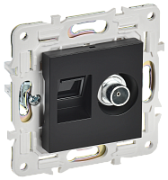 IEK SKANDY Розетка двойная TV+RJ45 кат.6E SK-A15Bl черный  (SK-AK20-2-K02)