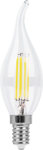 FERON Лампа светодиодная LED 5вт Е14 белый свеча на ветру FILAMENT (LB-59) (25576)