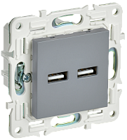 IEK SKANDY Розетка USB A+A 3,1А SK-R15Gr серый  (SK-U21-D31-K03)