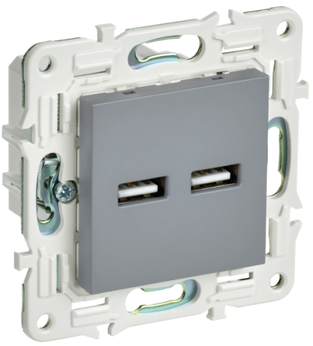 IEK SKANDY Розетка USB A+A 3,1А SK-R15Gr серый  (SK-U21-D31-K03)