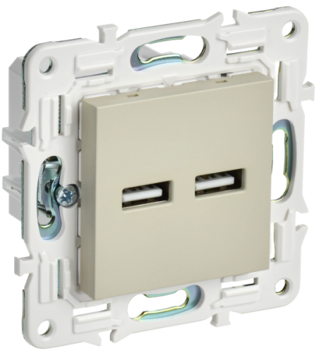 IEK SKANDY Розетка USB A+A 3,1А SK-R15B бежевый  (SK-U21-D31-K10)