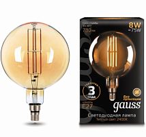GAUSS Лампа светодиодная LED 8Вт Е27 2400К 780Лм Vintage Filament G200 200*300mm Golden  (153802008)