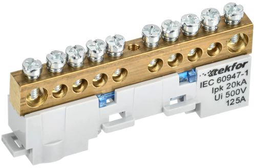 IEK TEKFOR Шина N ноль неизолированная на универсальном держателе 8х12-10-С  (TF-NN20-10-DL-K07)