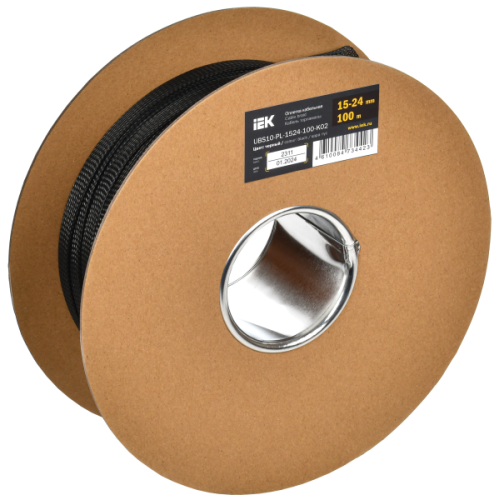 IEK Оплетка кабельная 15-24мм полиэстер 100м черная  (UBS10-PL-1524-100-K02)