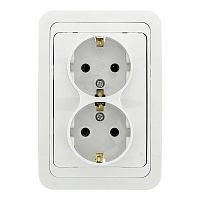 EKF Розетка 2-местная Лондон с заземлением 16А керамика белая PROxima (EER16-128-10C)